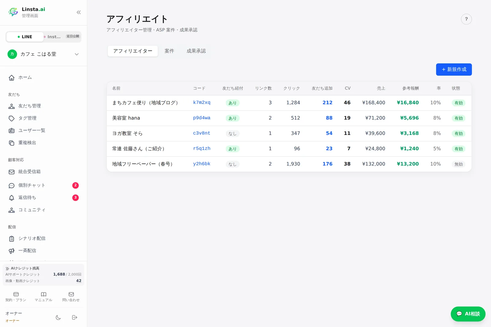 アフィリエイター一覧